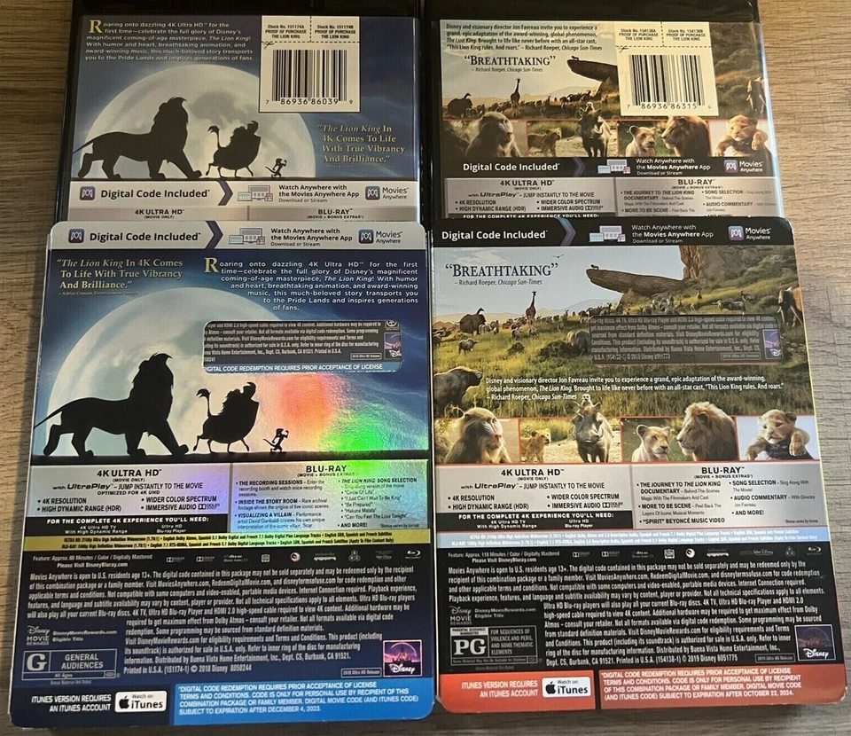 The Lion King Collection (4K UHD + Blu-ray + Digital) *NEW/SEALED* w/ Slipcovers - Image 2 of 2