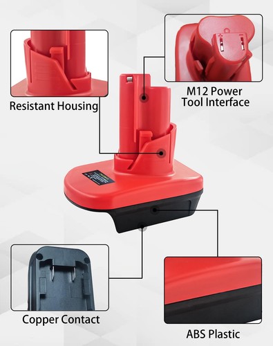 2-in-1 Adapter for Dewalt/Milwaukee 18V Battery to Milwaukee M12 12V Battery - Picture 7 of 18