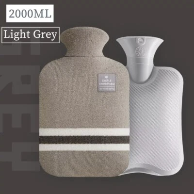 Large 2L Natural Rubber Hot Water Bottle With Warm & cosy Fleece Knitted Cover