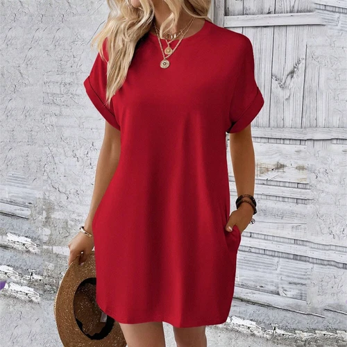 Womens Sundress Short Sleeves Casual Ladies T-shirts Dress Loose Summer Dresses - Bild 17 von 31