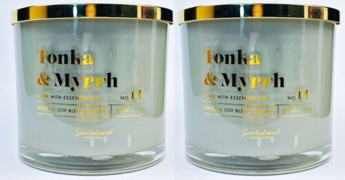 2 Scentsational TONKA MYRRH Natural Soy Blend Large Candle Glass 26 oz