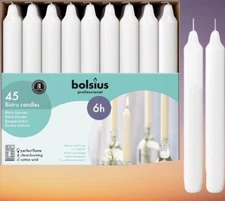 BOLSIUS White Household Candles 7 Inch Dinner Candlesticks - 45 Count Bulk Pack