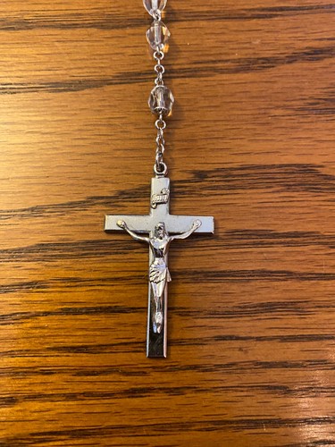1940's Vintage Antique Rosary Cross Clear Glass Bead-'My Rosary' Leather Case - Picture 6 of 9