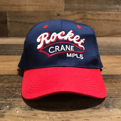 Rocket Crane Hat Snapback Cap Mens Blue Red Minneapolis Minnesota Workwear