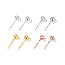 Sterling Silver 925 Ball Earring Stud Posts B...