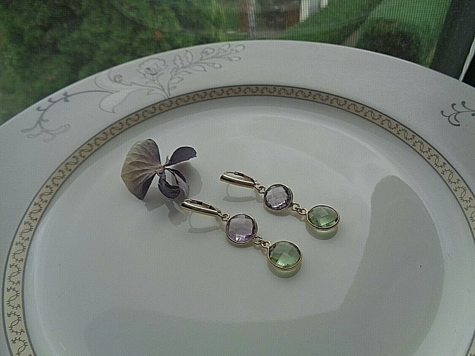 Gold Ohrringe mit Amethyst, Gold Filled - Bild 2 von 4