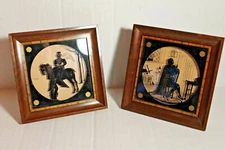 Set of 2 Antique C & A Richards "John Alden" and "Lady" Framed Silhouettes 