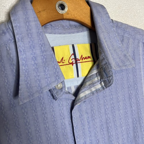 Robert Graham Blue Stripe Long Sleeve Button Up Mens Dress Shirt Size XL - Picture 5 of 10