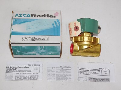 New ASCO 8220G407 Red Hat Solenoid Valve 3/4'' ORF Pipe 2W Brass Steam Hot Water