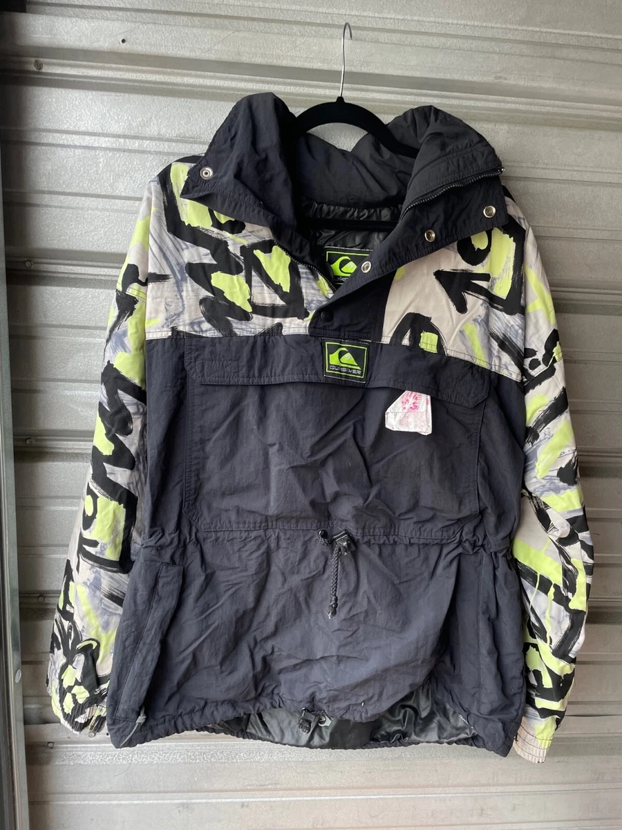 Vintage 90's Quiksilver Retro Hooded Ski Snowboard Jacket Pullover Men’s L