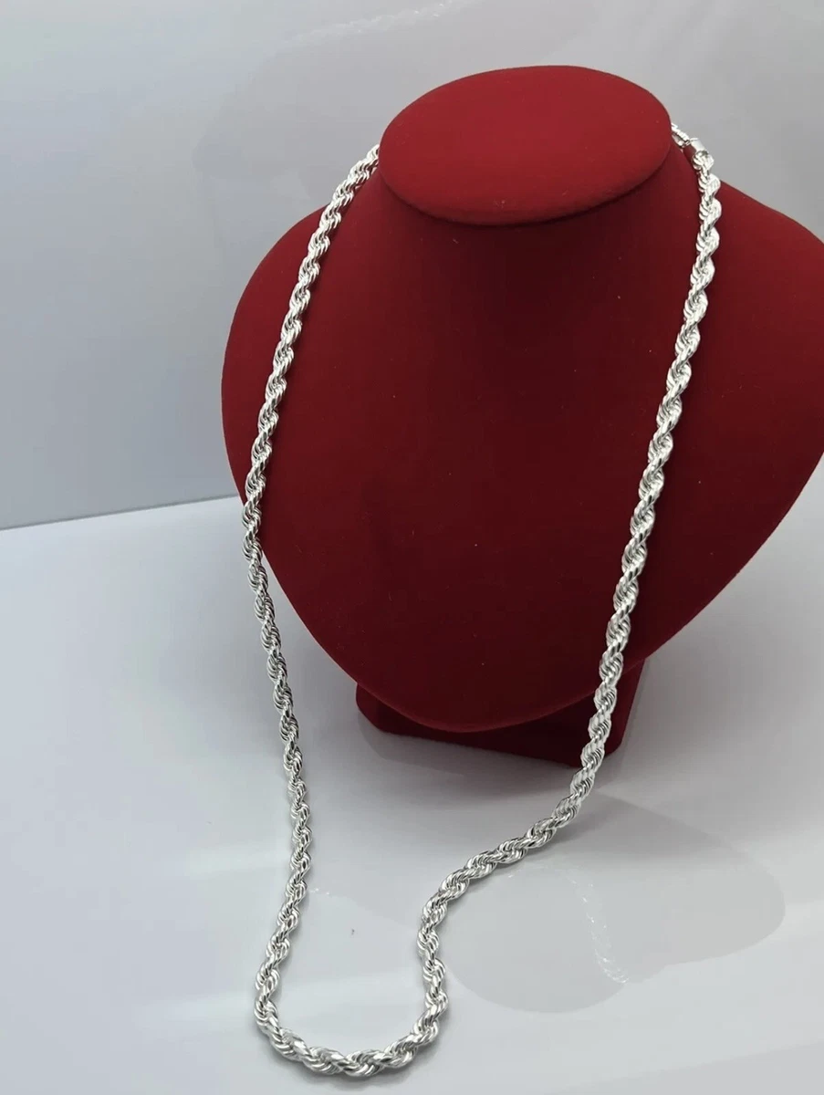 New 925 Sterling Silver BS Rope chain Necklace 24