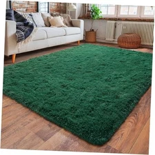 Super Soft Area Rugs for Living Room, 4x6 Feet Modern Shag Dark Green Rug, 