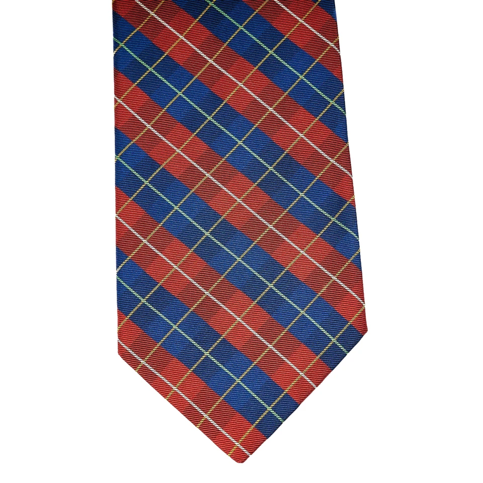 Corbata de seda Ben plateada roja azul escocesa tartán inglés puro 3,25x56 Foto 3 de 4