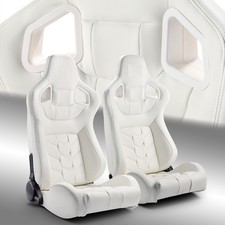 White Pvc Reclinable Pure Series Racing Seats Pair Wslider Leftright