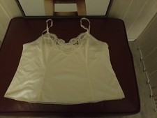 Adonna Cami Top Women  s 44 Cream Nylon Lace Trim Style 1035