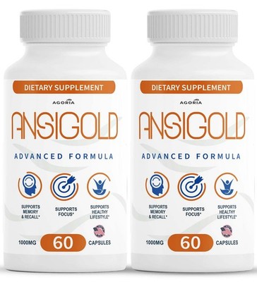 Ansigold Capsules - Advanced Focus, Memory & Brain Support Supplement - 2 Pack