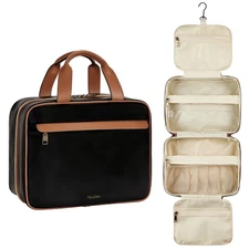 Travel Toiletry Bag for Women with Hanging Hook, Water-resistant Cosmetic Bag...