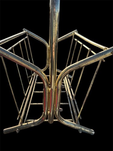 Vtg MCM Hollywood Regency Metal Gold Tone Magazine Album Rack Brass Tone - Picture 5 of 7
