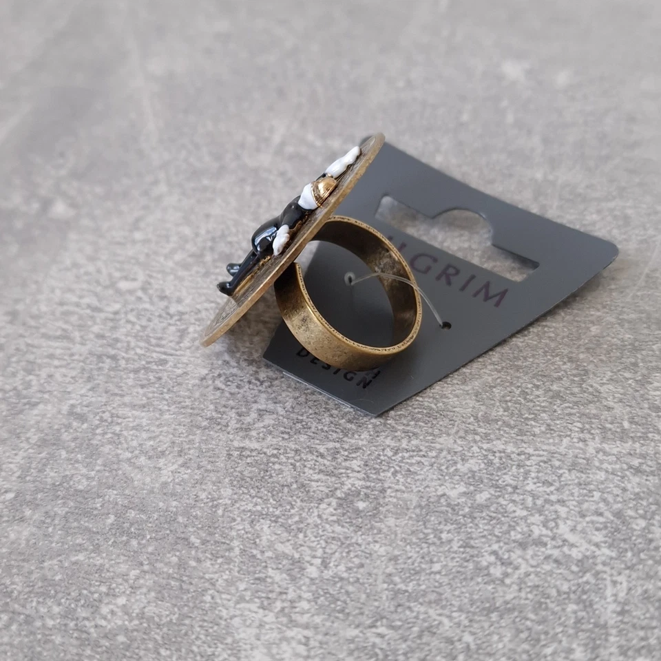 PILGERRING VERSTELLBAR ONE SIZE VINTAGE AGED GOLD BRONZE STAHL UHR UHRMACHER - Bild 3 von 4