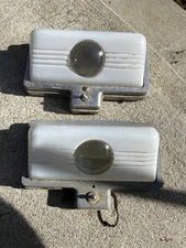 DECO PAIR PASSENGER TRAIN PULLMAN CAR STREAMLINER ALUMINUM SCONCES LIGHTS VANITY