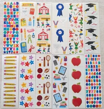 12 Sheets Vintage Back to SCHOOL Mrs. GROSSMAN'S STICKERS Student Teacher