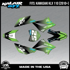 Graphics Kit for Kawasaki KLX110, KLX110R, KXL110RL (2010-2024) Ominous-Green