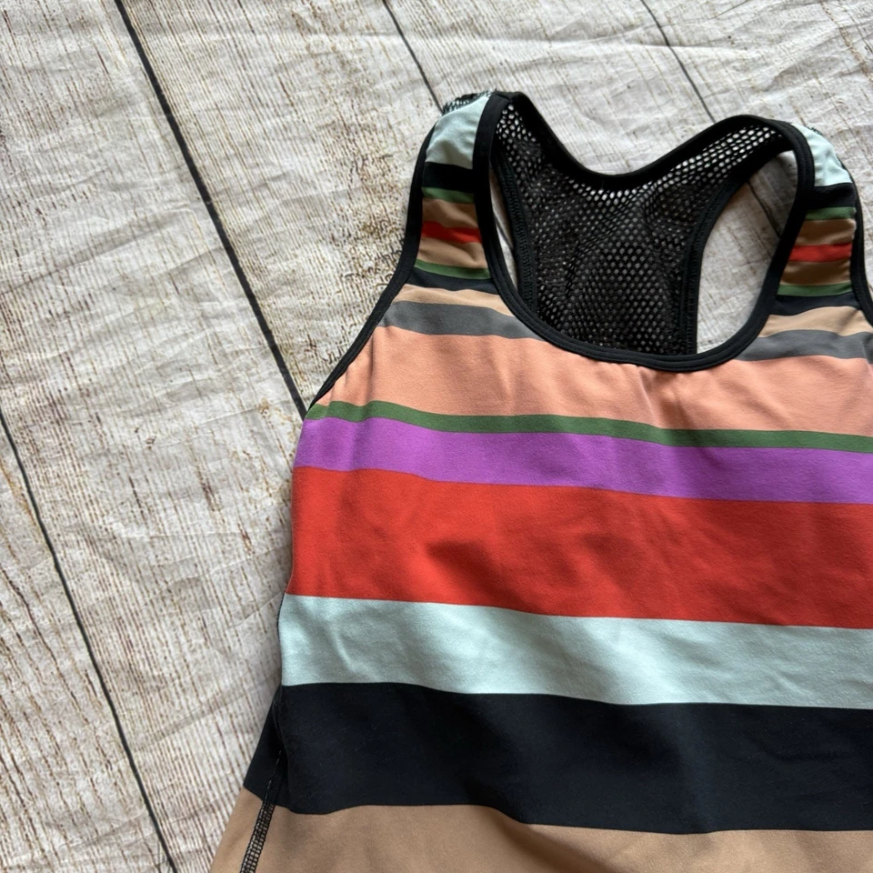 Trina Turk talla XS multicolor a rayas malla espalda deportiva camiseta sin mangas entrenamiento gimnasio Foto 3 de 4