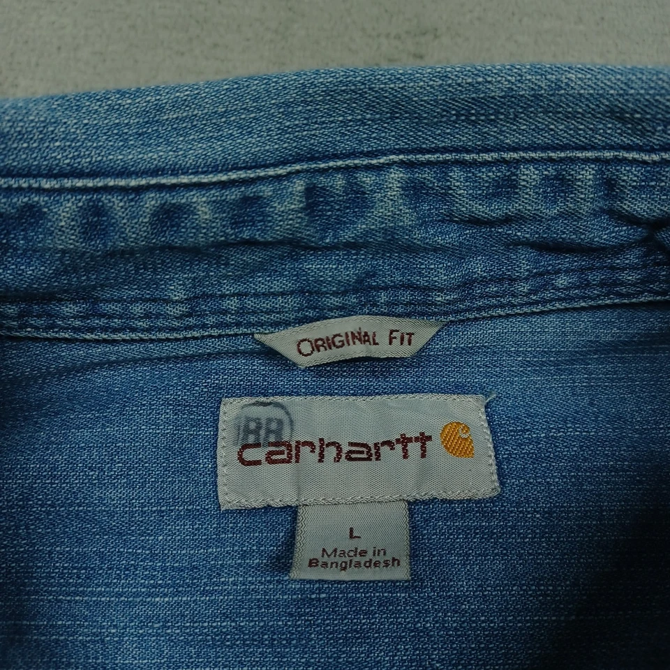 Camisa Carhartt Para Hombres Grande Azul Denim Bolsillos Abotonados Ropa de Trabajo Informal Foto 4 de 4