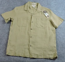 Panama Jack Mens Medium Washable Linen Short Sleeve Button Shirt NEW