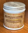 VTG Milk Glass Heberlings Bloomington Il, Mustard Ointment Jar Unused open Jar