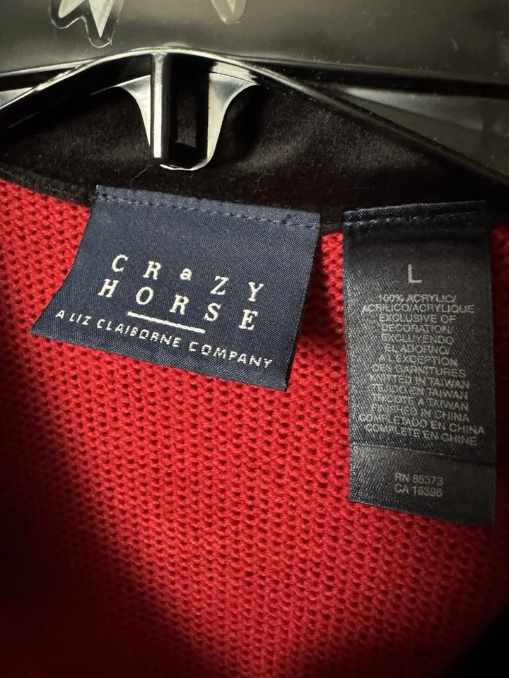 Crazy Horse By Liz Claiborne Red BOW Button Up sleeveless Blouse / Vest - Image 3 of 4