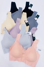 Lot 3pc Daisy Bras No Show Laser Cut Women Comfy Bra Front Close Button Seamless