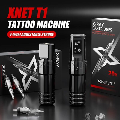 XNET T1 Wireless Tattoo Machine Pen Full Kit Adjustable Stroke