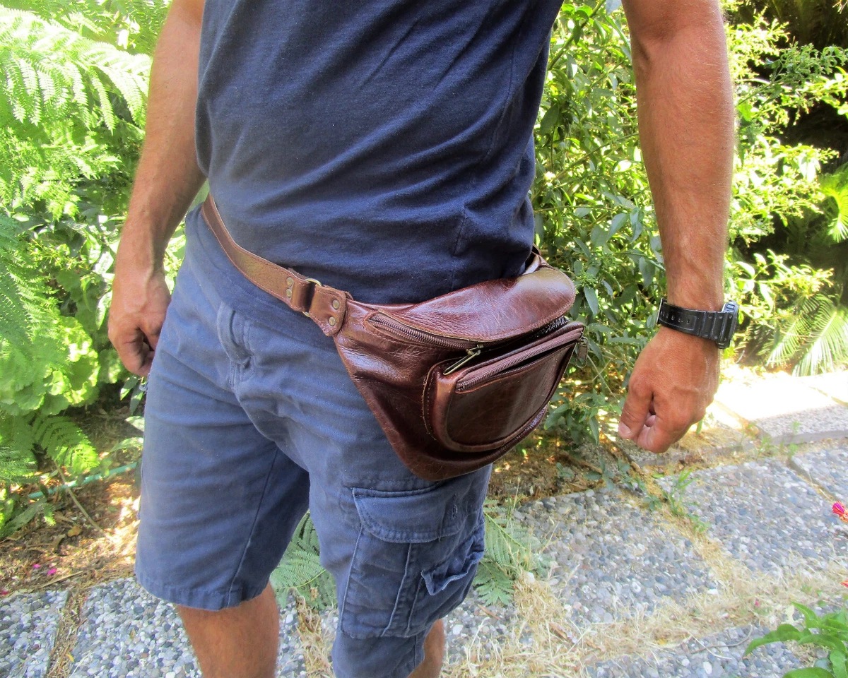 Handmade Greek Leather Fanny Pack Waist Bag