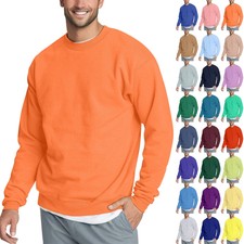 Men's Casual Fashion Comfortable Solid Color Round Neck Pullover Sweatshirt