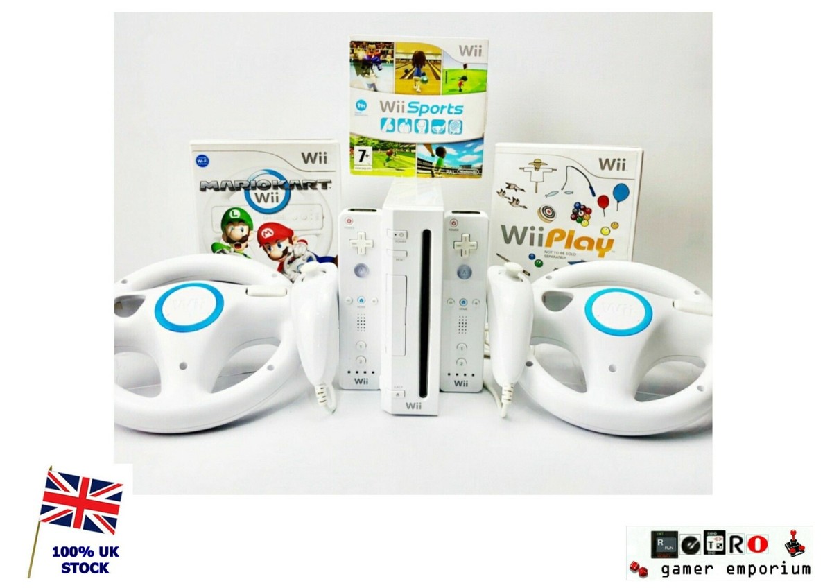 NINTENDO Wii + X2 CONTROLLERS + MARIO KART + Wii SPORTS + Wii PLAY
