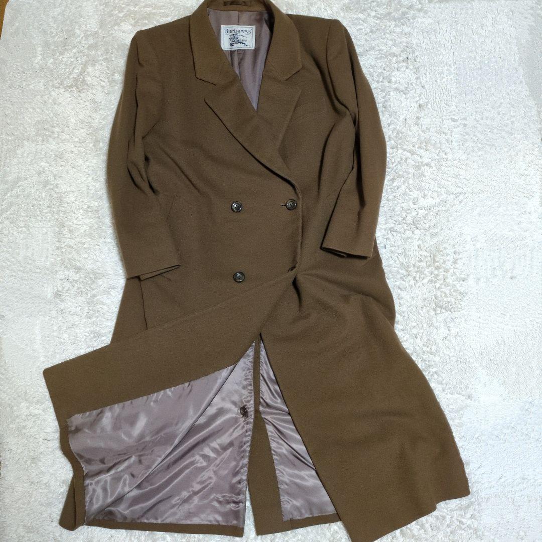 Burberrys Vintage Wool Cashmere Long Coat Unisex Size 17 Double Breasted