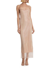 LoveShackFancy Calvert Diamonte-Embellished Mesh Slipdress