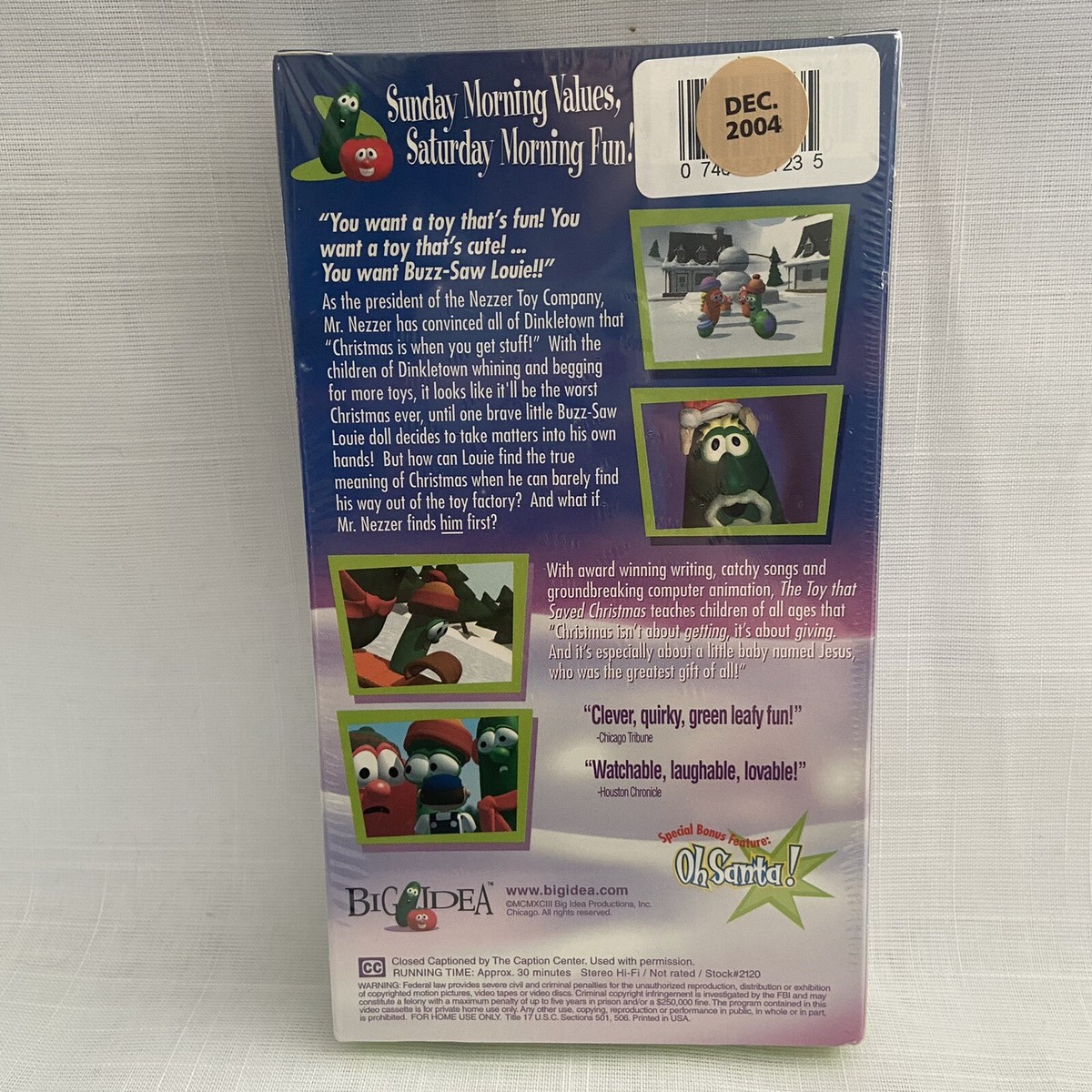 VeggieTales - The Toy That Saved Christmas (VHS, 1998) New Sealed