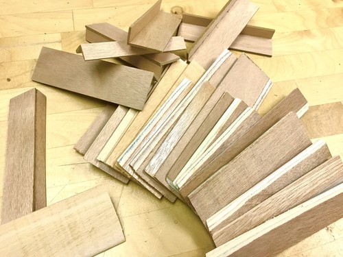 Spanish Cedar Plywood & Veneer scraps,1+ pound (approx 30 pieces, various sizes)