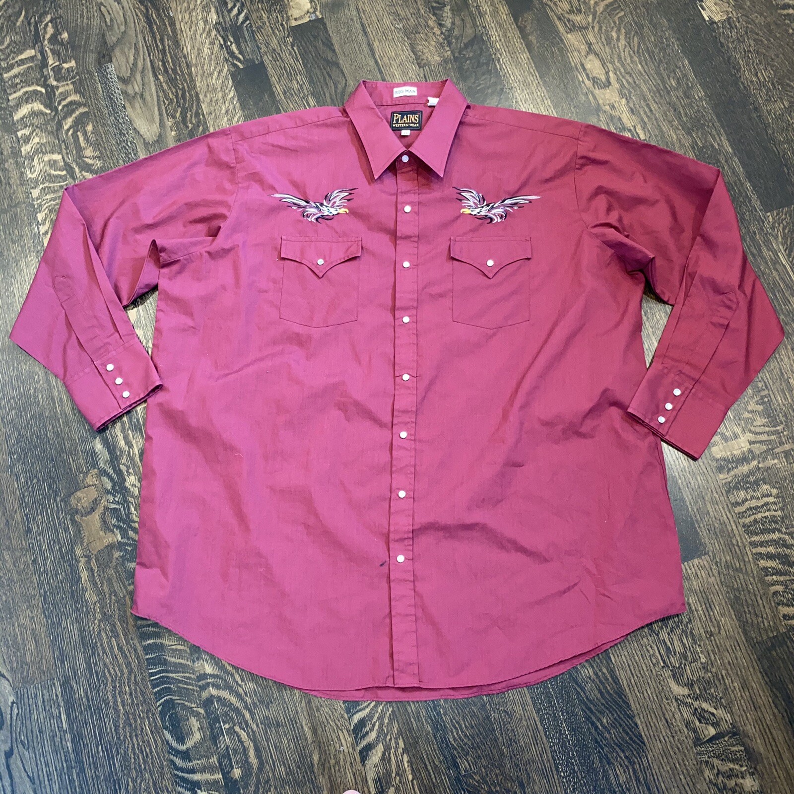 Mens XXL Western Shirt Plains Cowboy Embroidered EAGL… Gem