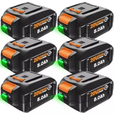 1-6pack 20V For WORX 8.0Ah MAX Extended Lithium Battery WA3520 WA3525 / Charger