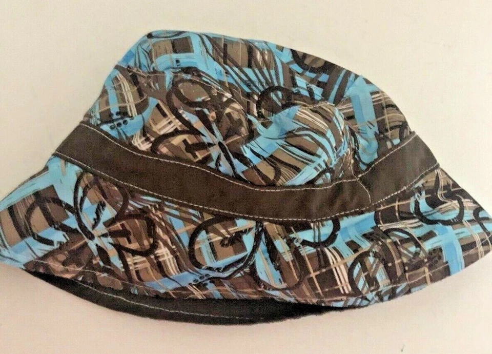 KOALA KID 3T-4T Blue HAWAIIAN Plaid SUN BUCKET HAT Boonie Cotton Brown Blue - Image 2 of 4