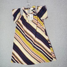Lily Rose Women Dress Medium Yellow Striped Mini Swing Cold Shoulder NWT