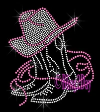 Boot & Hat - Cowboy Cowgirl - Iron on Rhinestone Transfers Hot Fix Bling Western