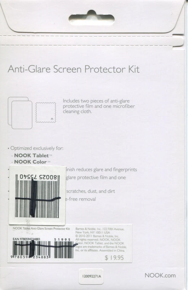 Nook Tablet / Nook Color Anti-Glare Screen Protector Kit - SEALED PACKAGE - Image 2 of 2