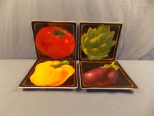 HARRY AND DAVID Vegetables 4 Square Salad Plates 8"