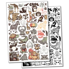 Zoo Animal Wildlife Favorites Temporary Tattoo Water Resistant Fake Body Art Set