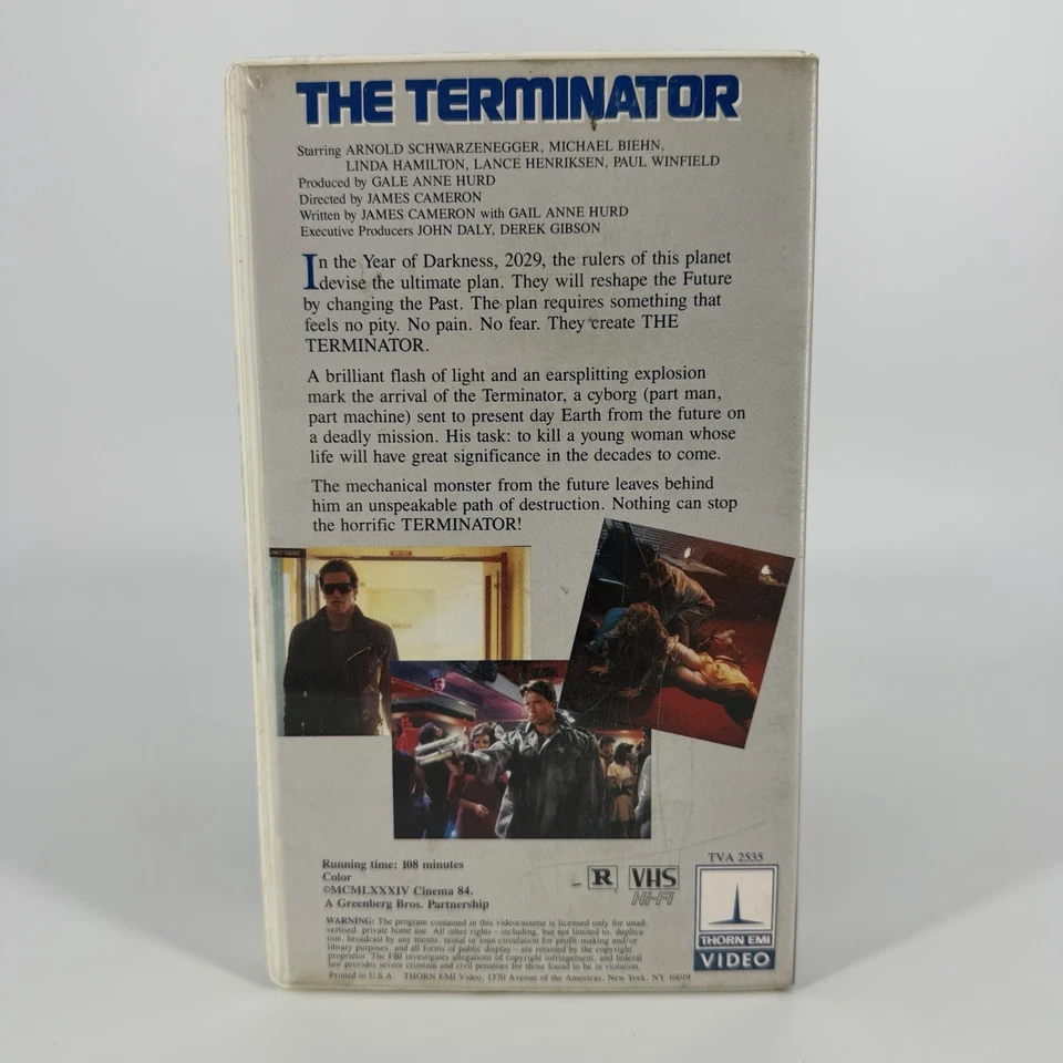 The Terminator 1984 Thorn EMI Video VHS Rare Hard Case Clamshell MINT NON RENTAL - Image 2 of 4
