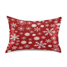Satin Pillowcase for Hair and Skin Silk S20x26in Red Christmas Snowflakes